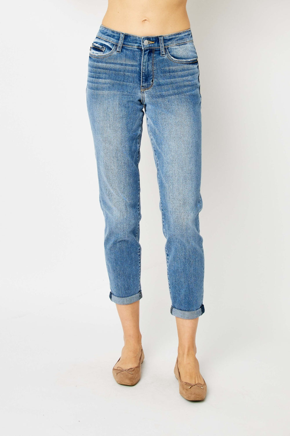 Judy blue full size cuffed hem slim jeans