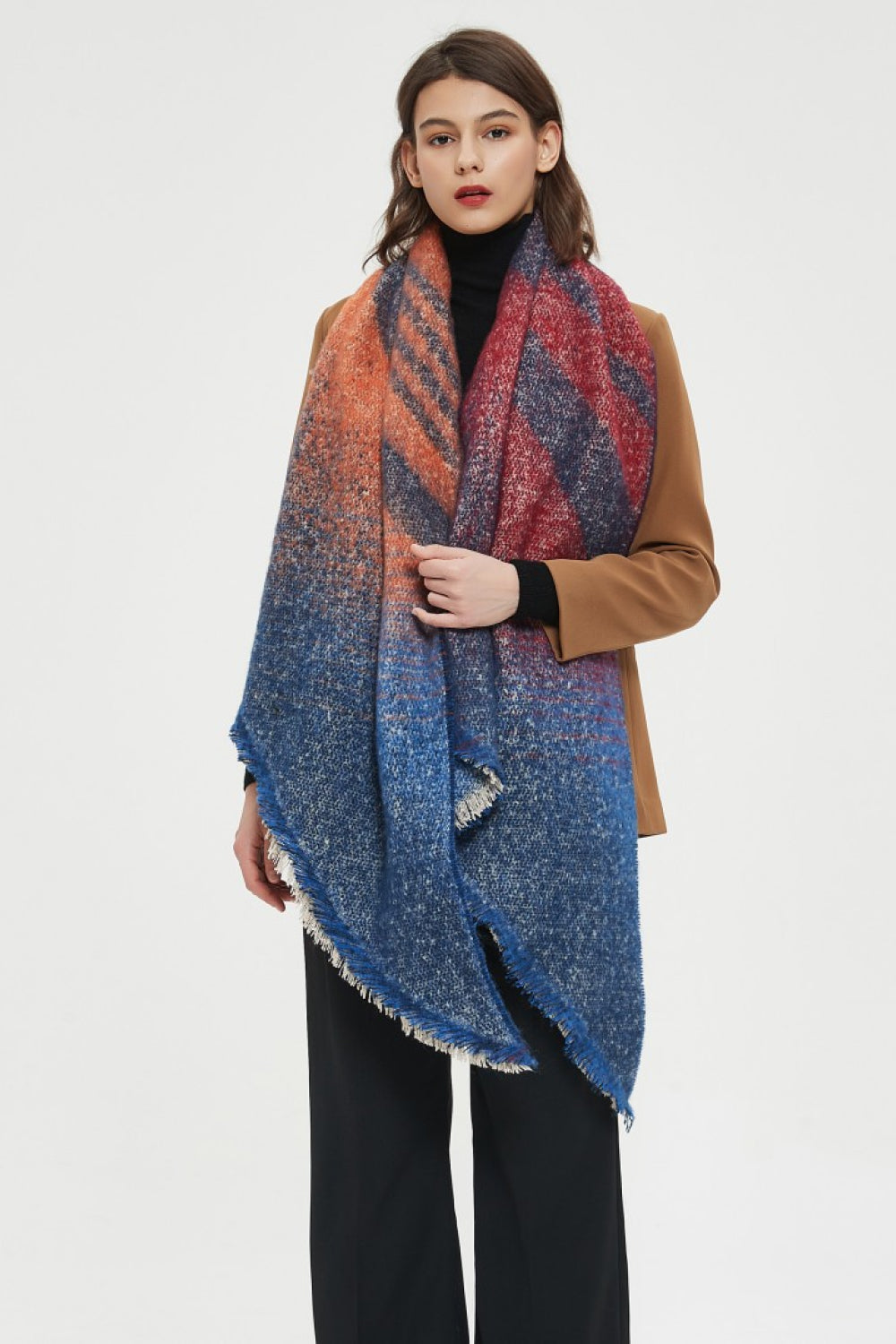 Raw hem polyester scarf