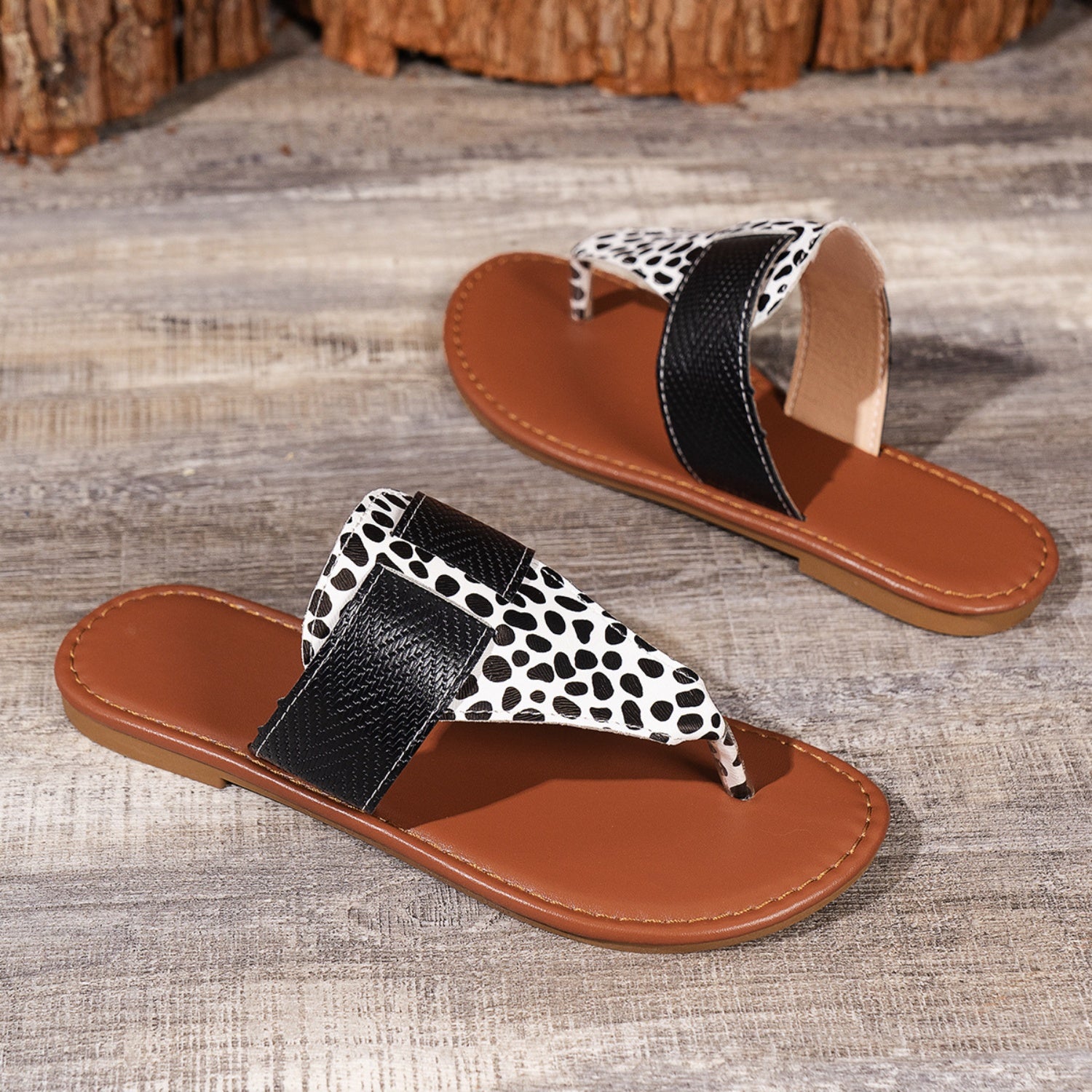 Animal print open toe sandals