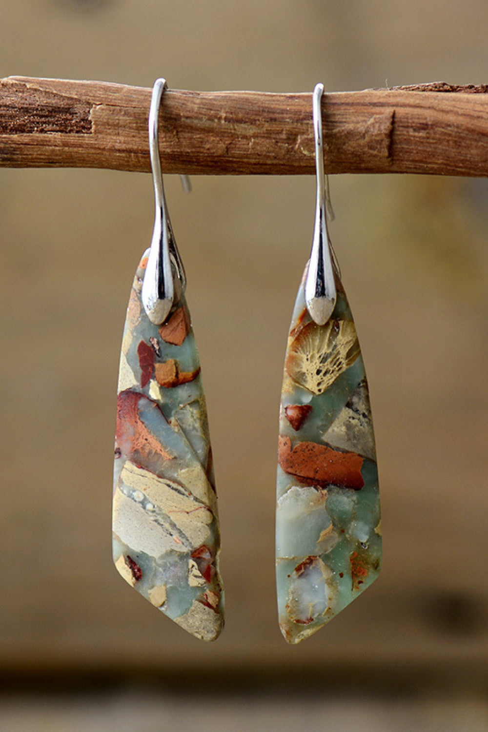 Handmade natural stone dangle earrings