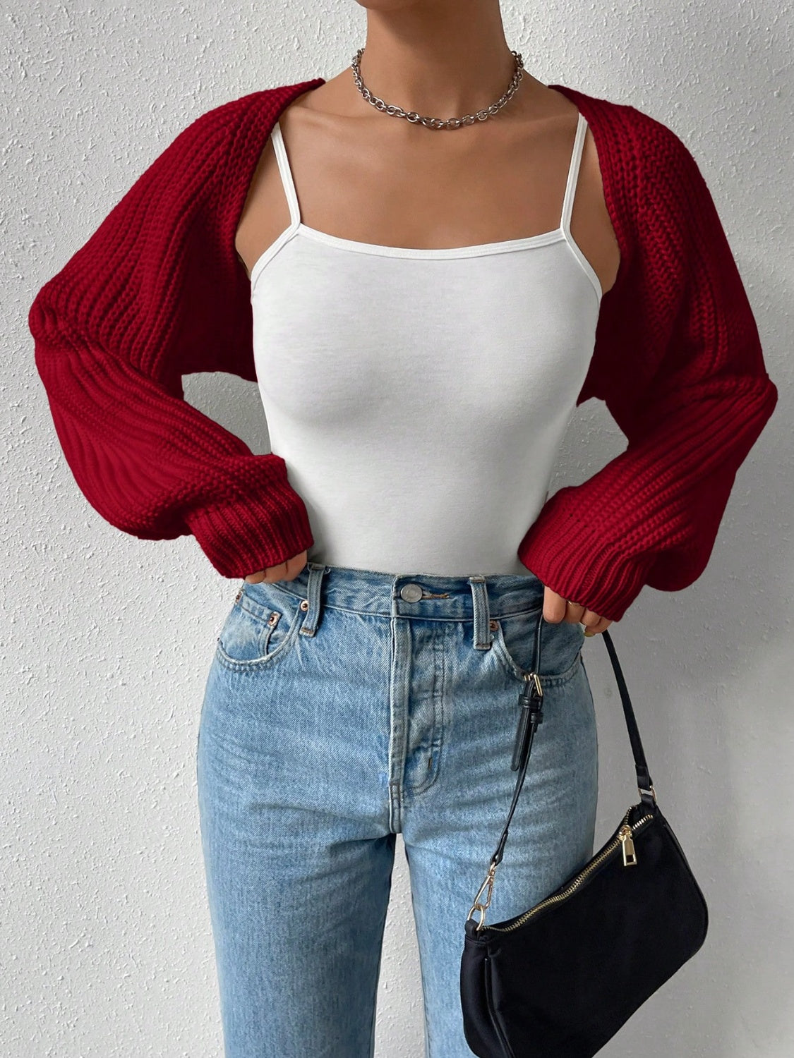 Honey open front long sleeve cropped cardigan