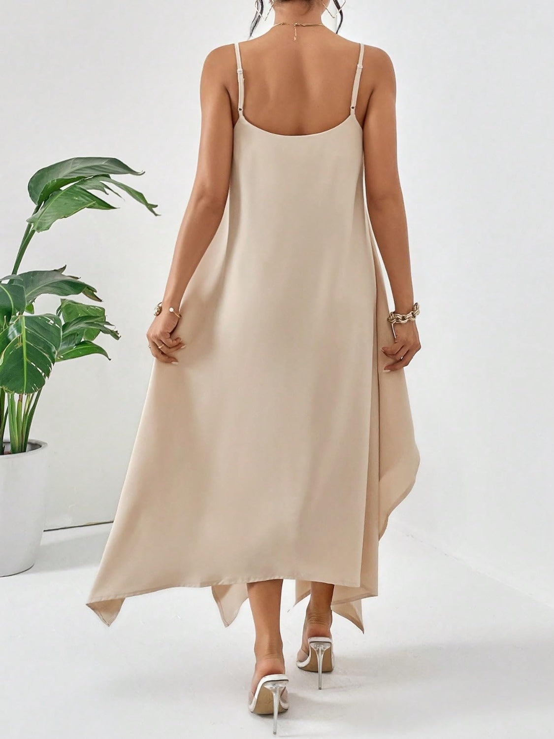 Scoop neck midi cami dress