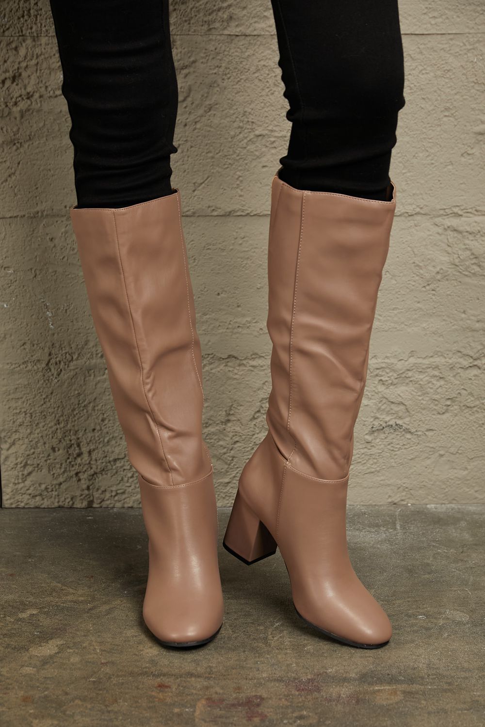 East lion corp block heel knee high boots - mocha / 6