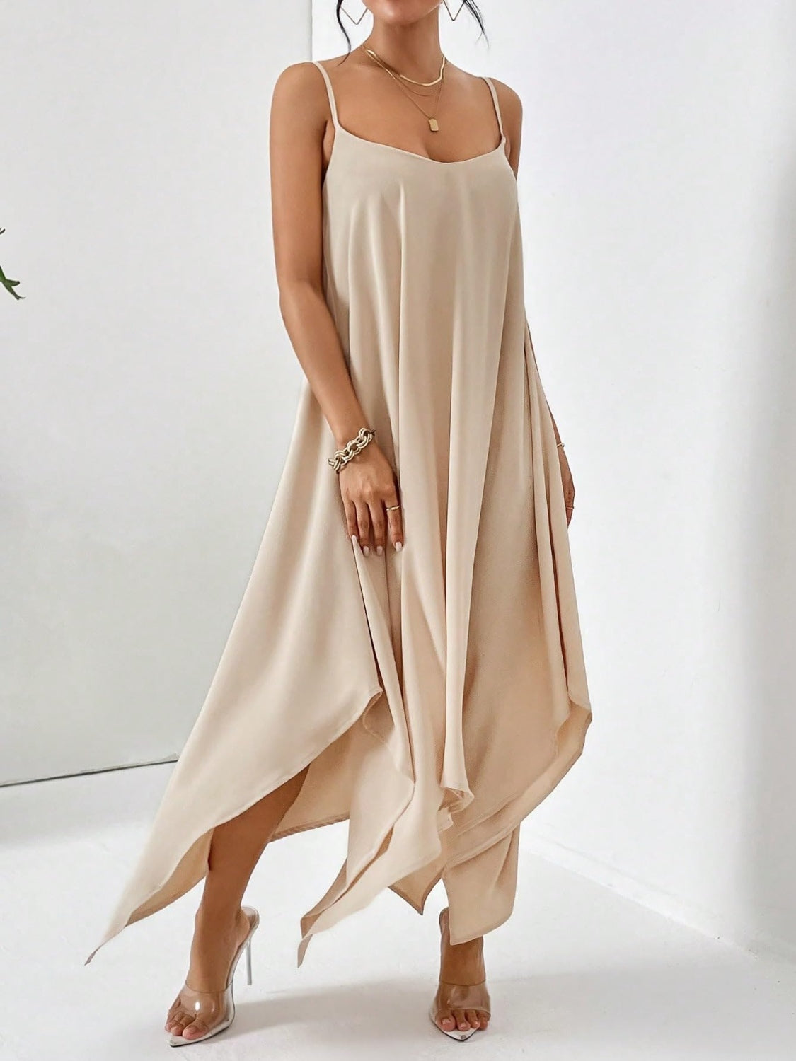 Scoop neck midi cami dress