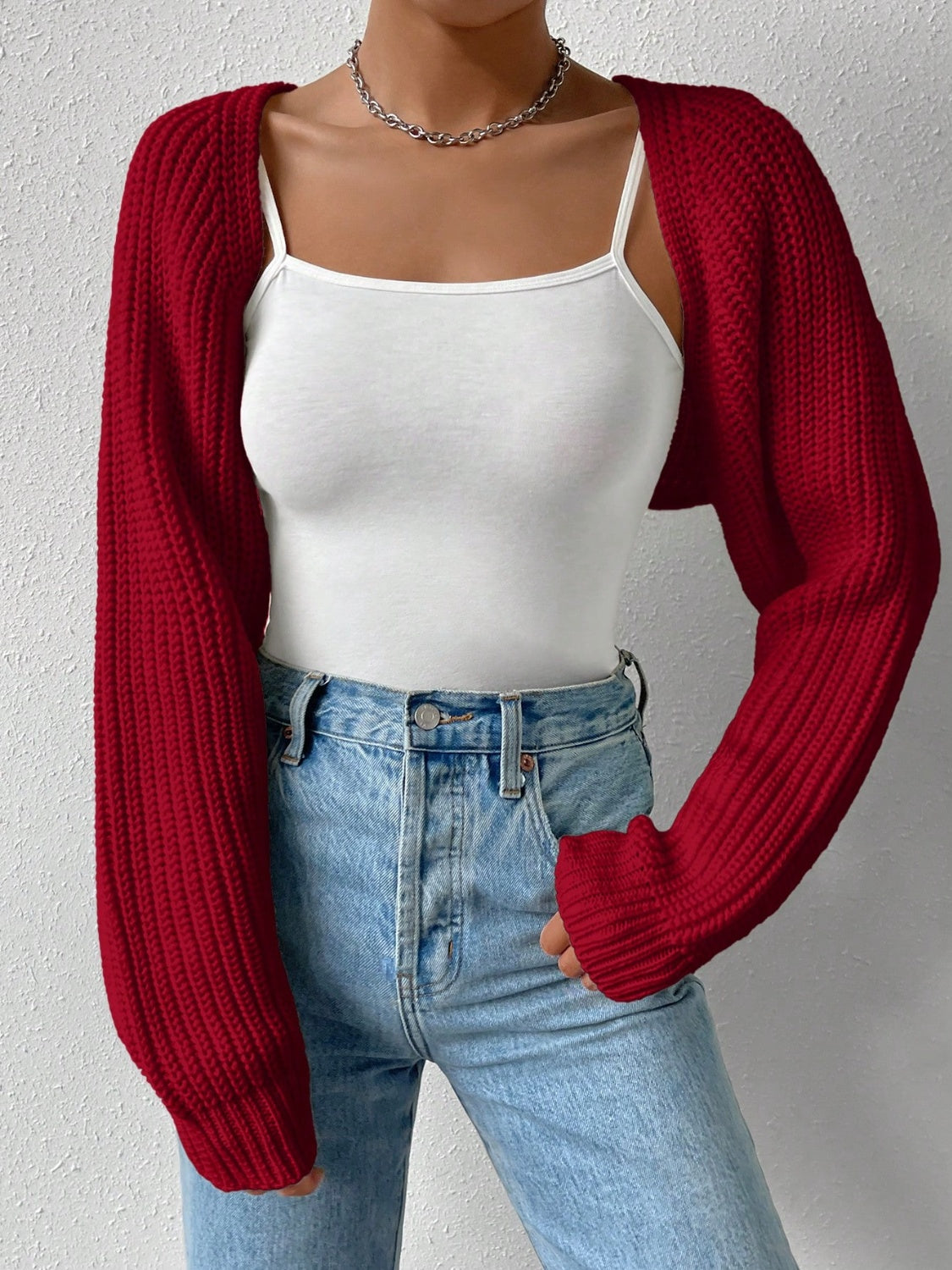 Honey open front long sleeve cropped cardigan