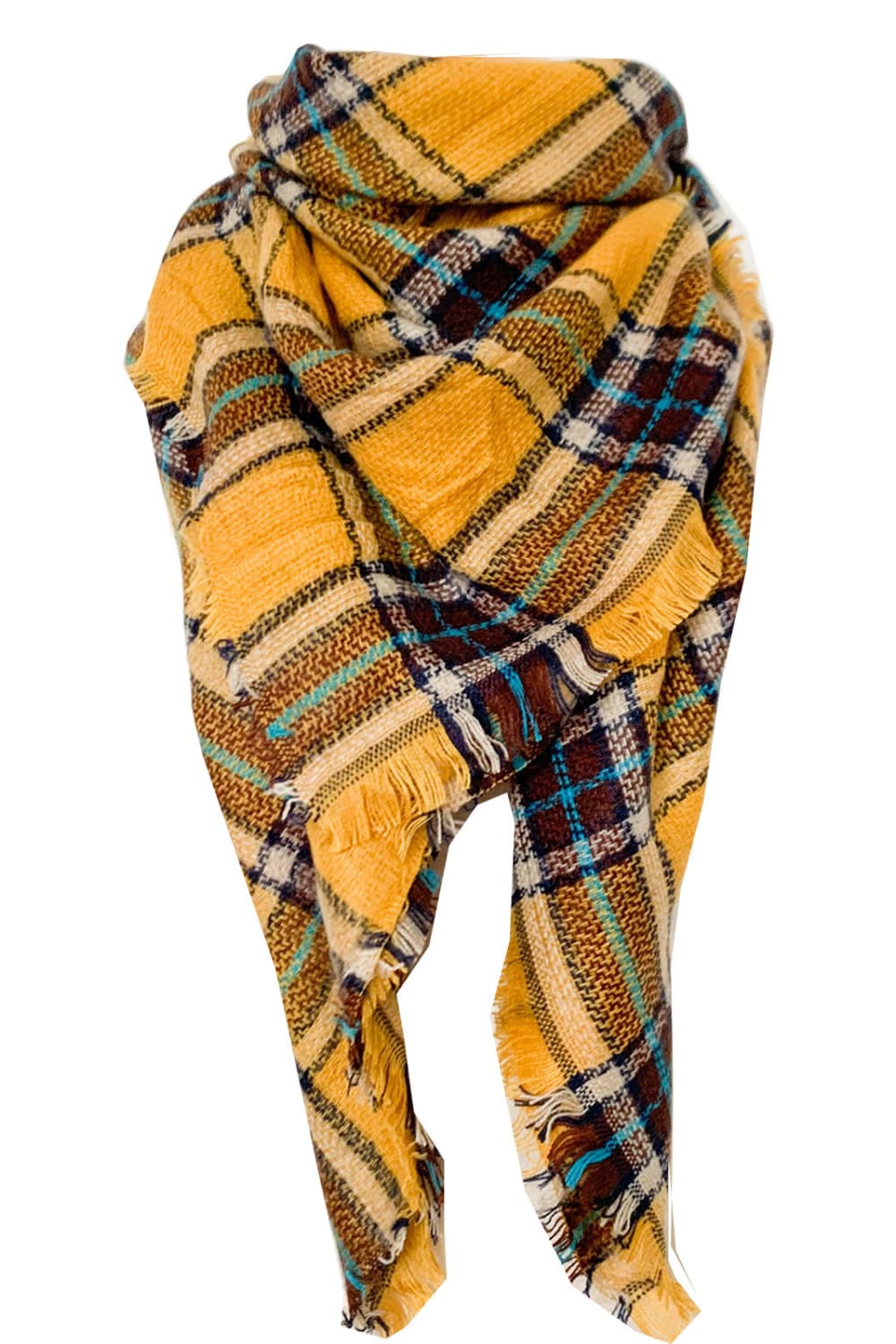 Faux cashmere plaid scarf - style h / one size