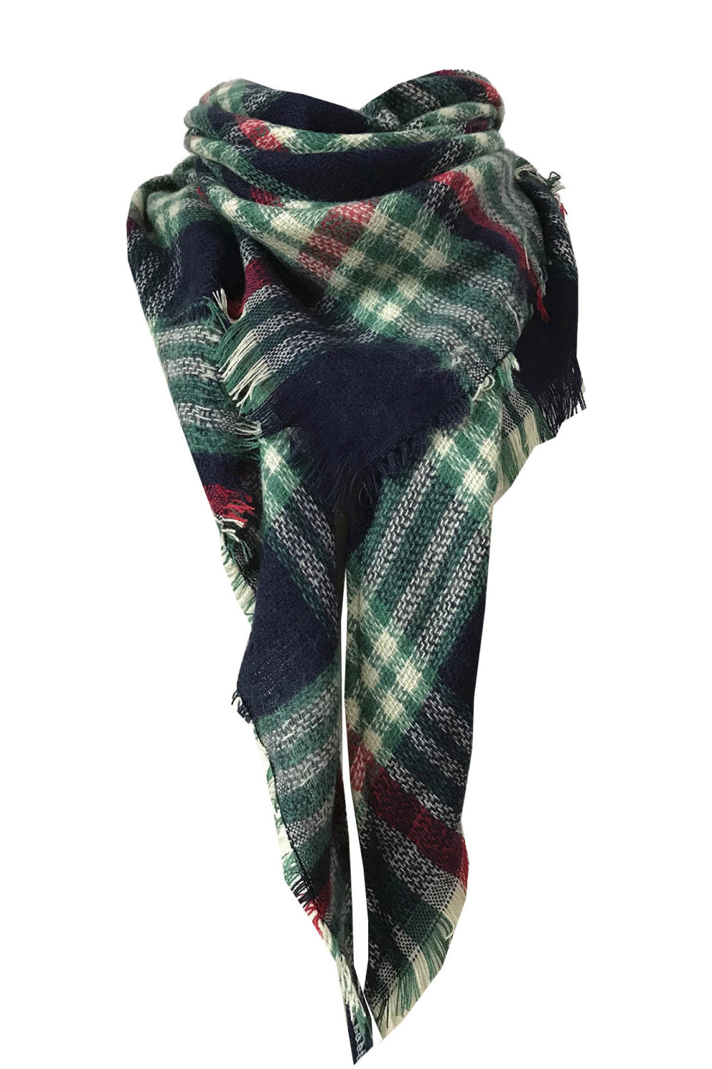 Faux cashmere plaid scarf - style a / one size