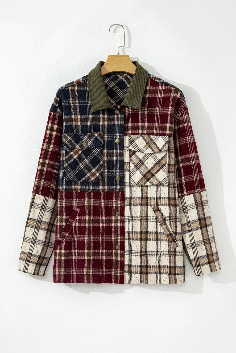 Plaid button up long sleeve jacket