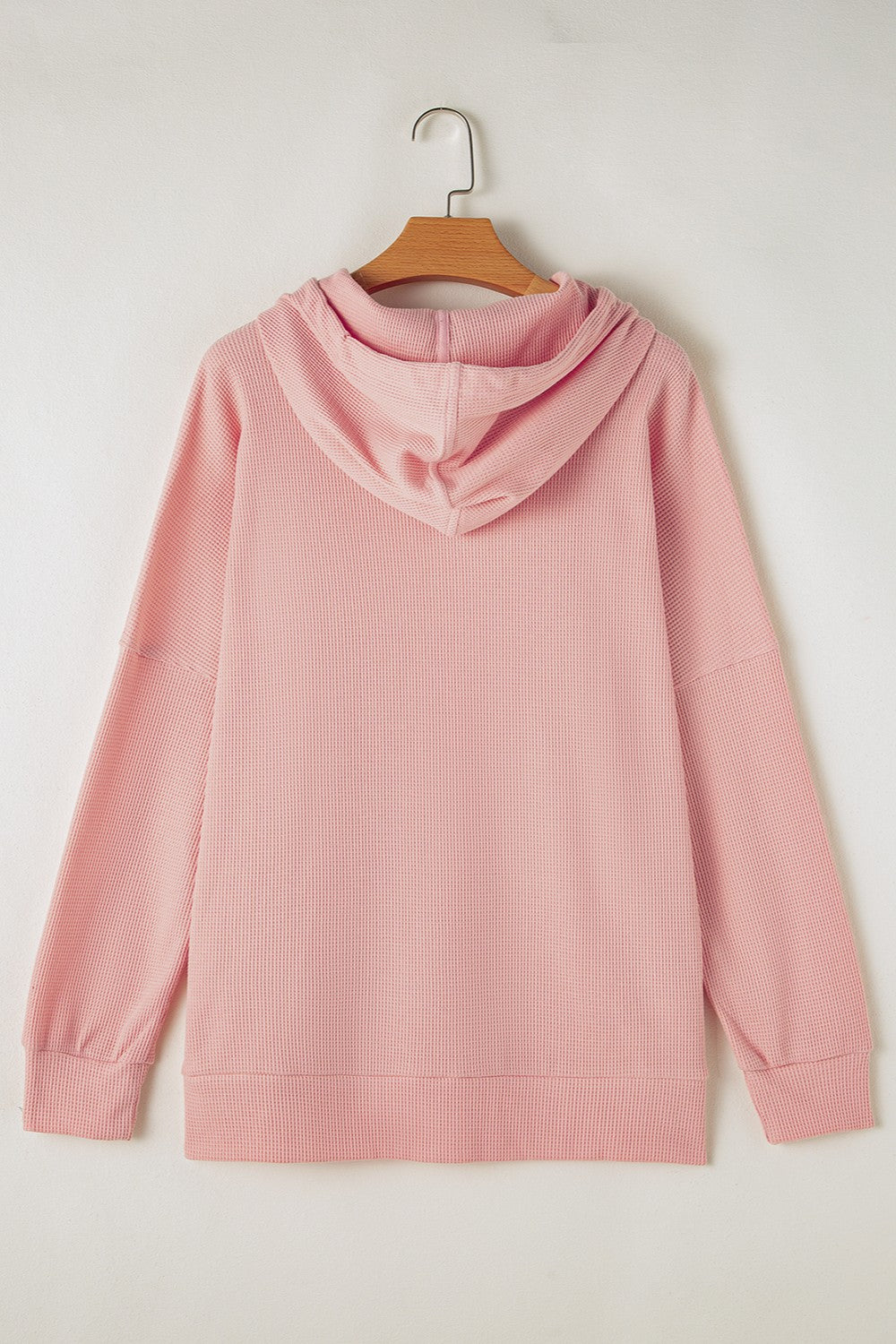 Waffle-knit long sleeve hoodie