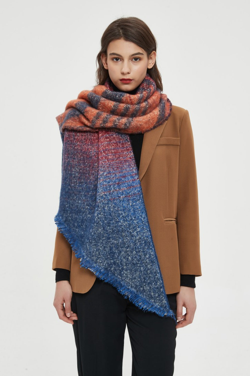 Raw hem polyester scarf