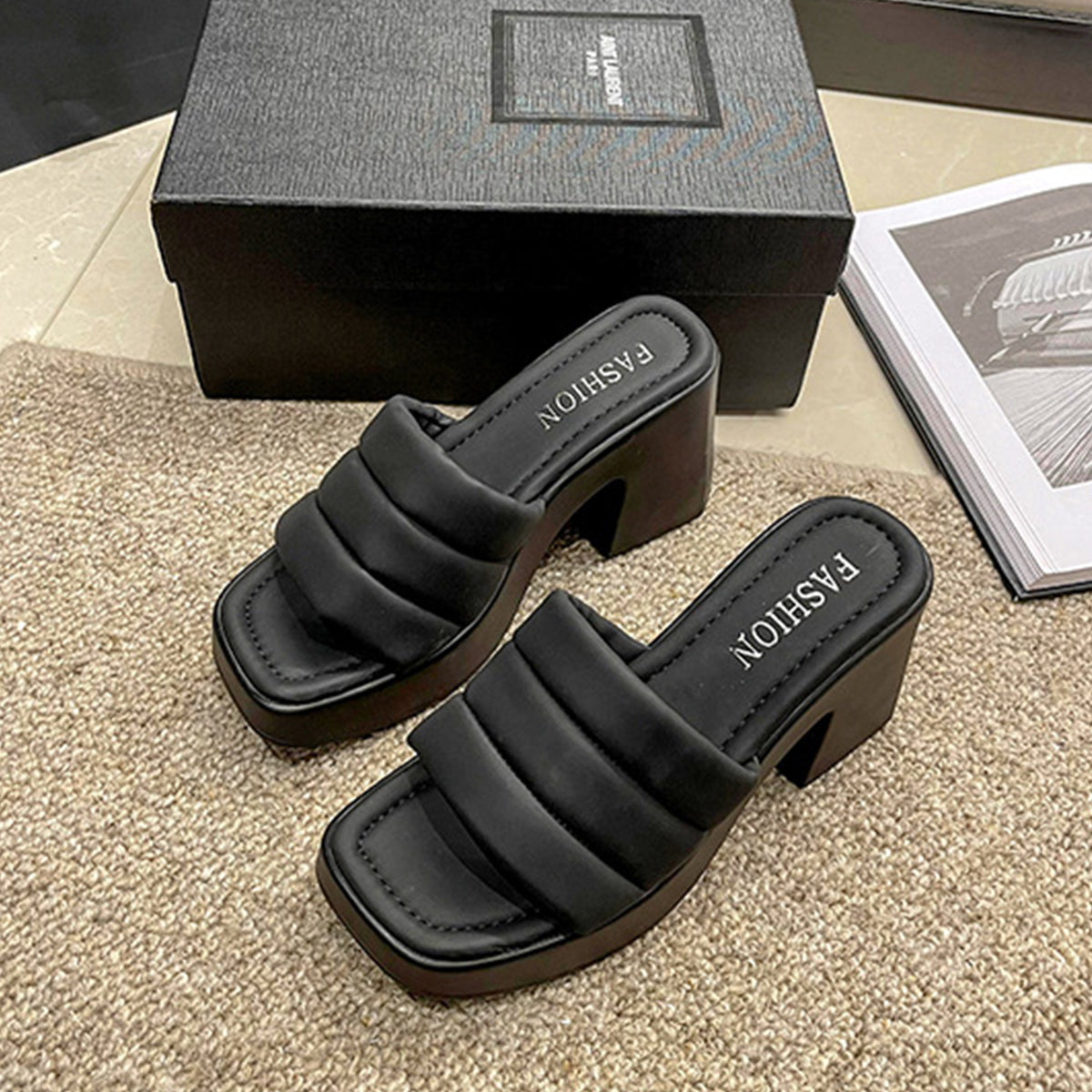 Open toe block heel sandals