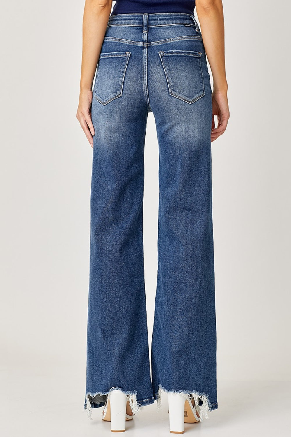 Risen full size high rise frayed hem wide leg jeans