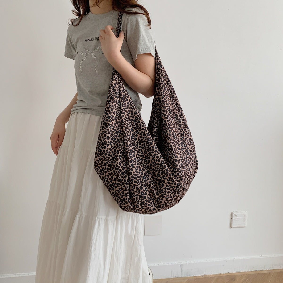 Leopard polyester tote bag