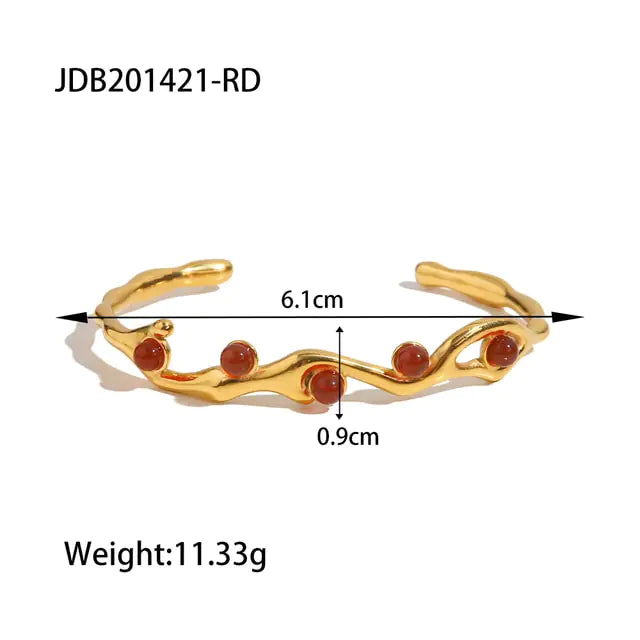 Nature stone bangles pulseras mujer - jdb201421-rd