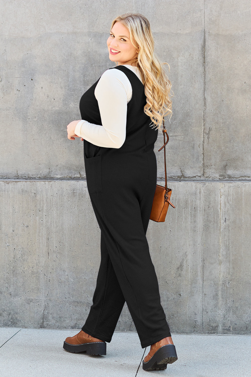 Double take full size sleeveless straight jumpsuit