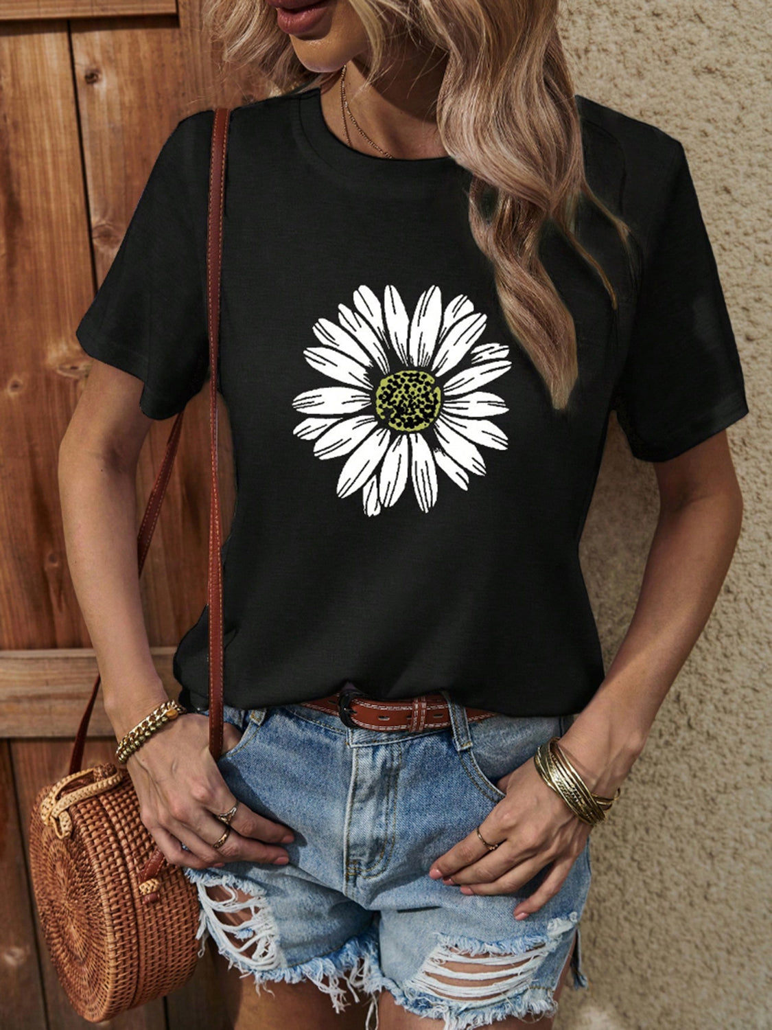 Sunflower graphic round neck t-shirt