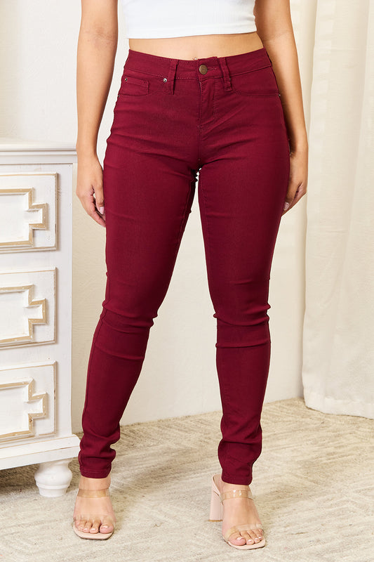 Ymi jeanswear skinny jeans with pockets - burgundy / s