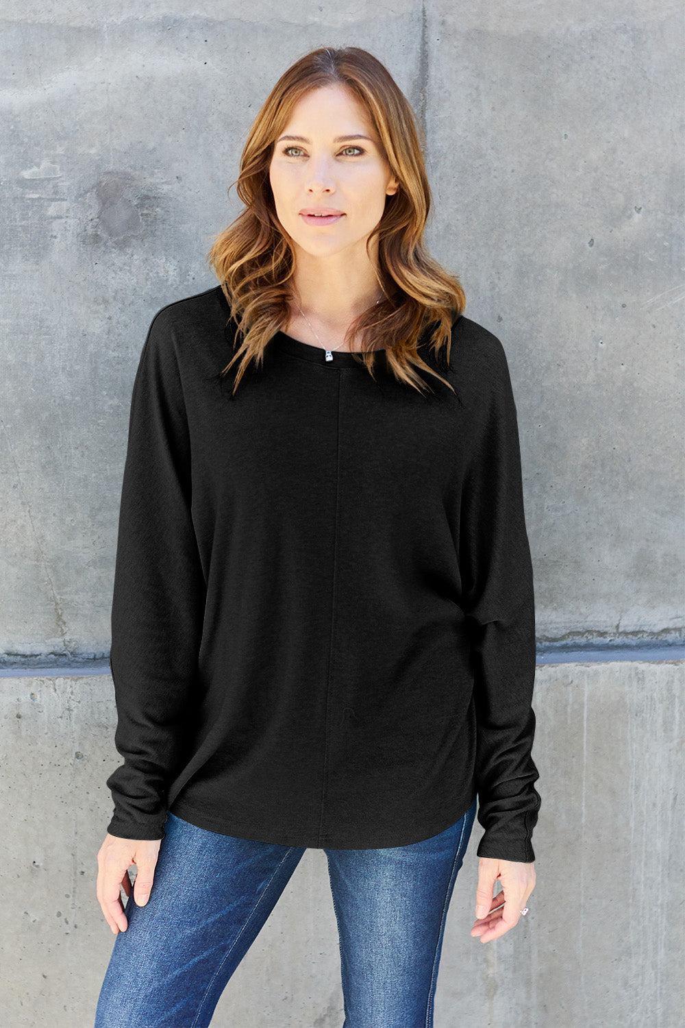 Double take full size round neck long sleeve t-shirt