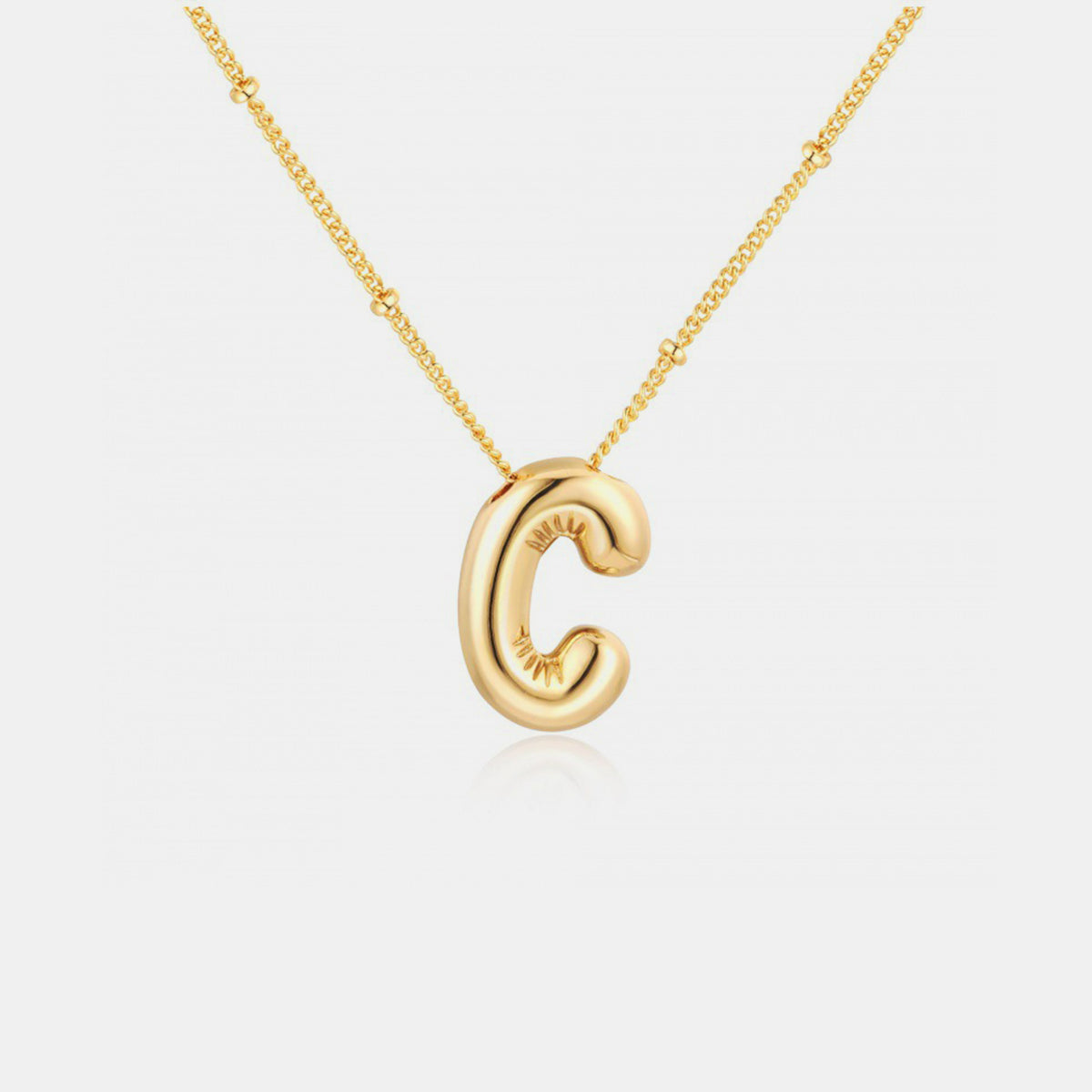 Gold-plated bubble initial necklace - style c / one size