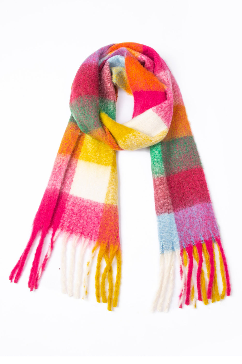 Fringe detail polyester scarf - style e / one size