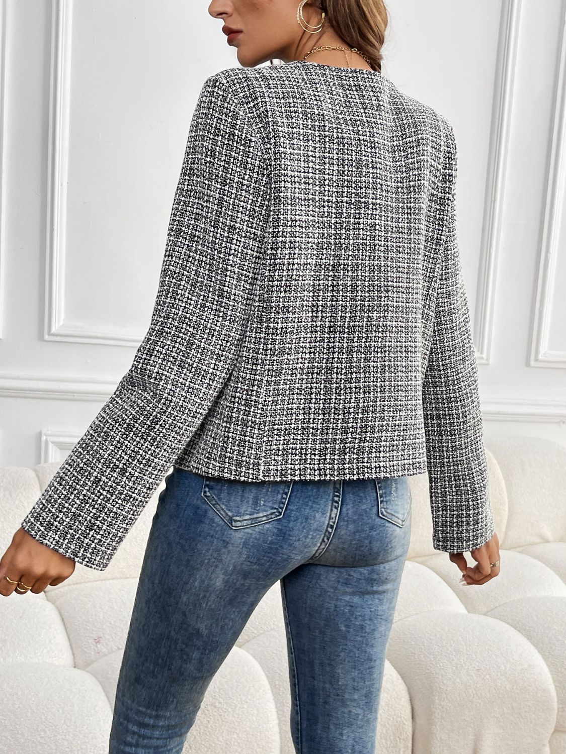 Perfee plaid long sleeve outerwear