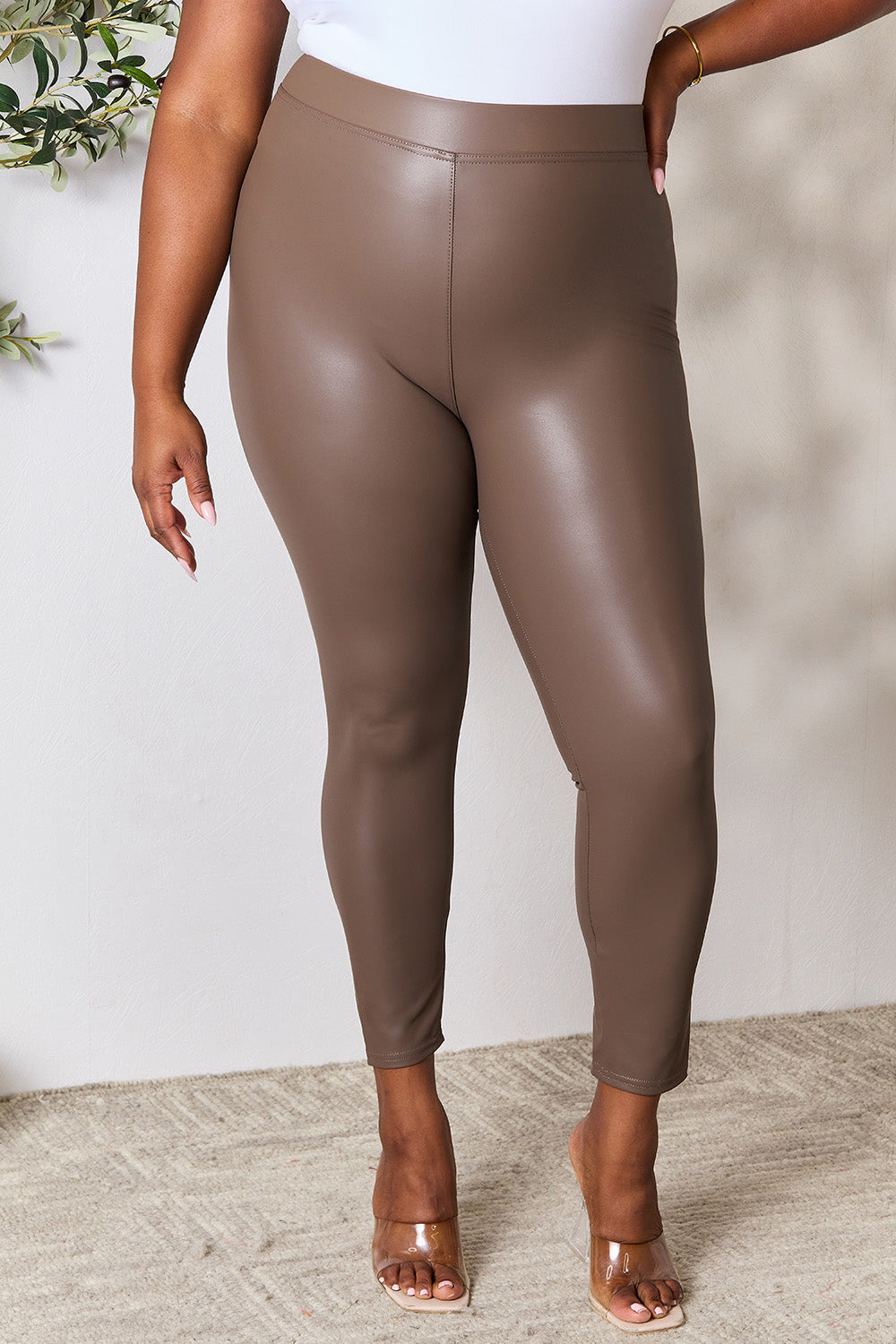 E.luna full size high waist skinny pants - mocha / s