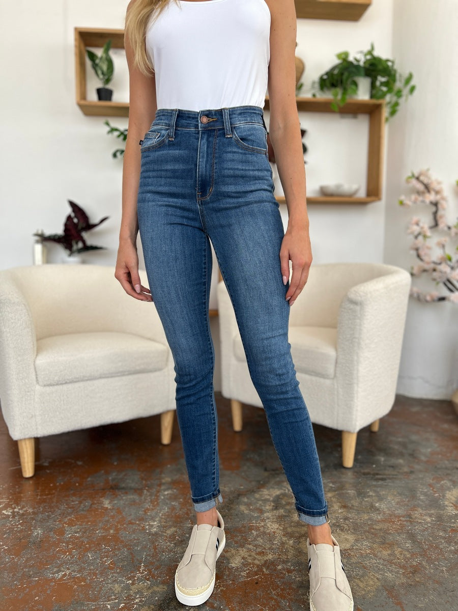 Judy blue full size cuffed hem skinny jeans