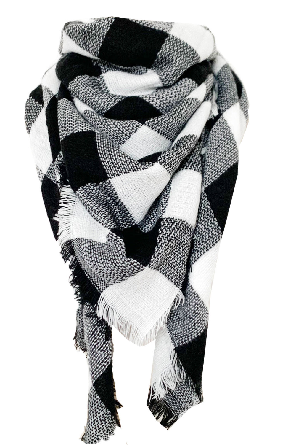 Faux cashmere plaid scarf - style b / one size