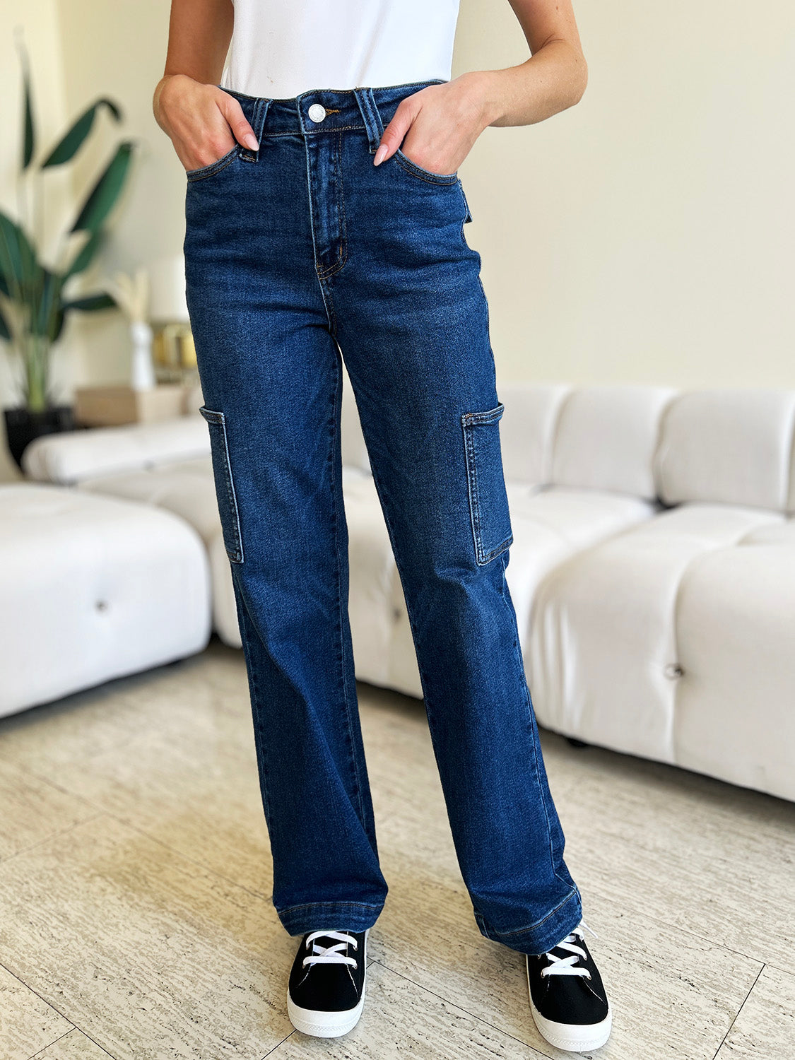 Judy blue full size high waist straight cargo jeans