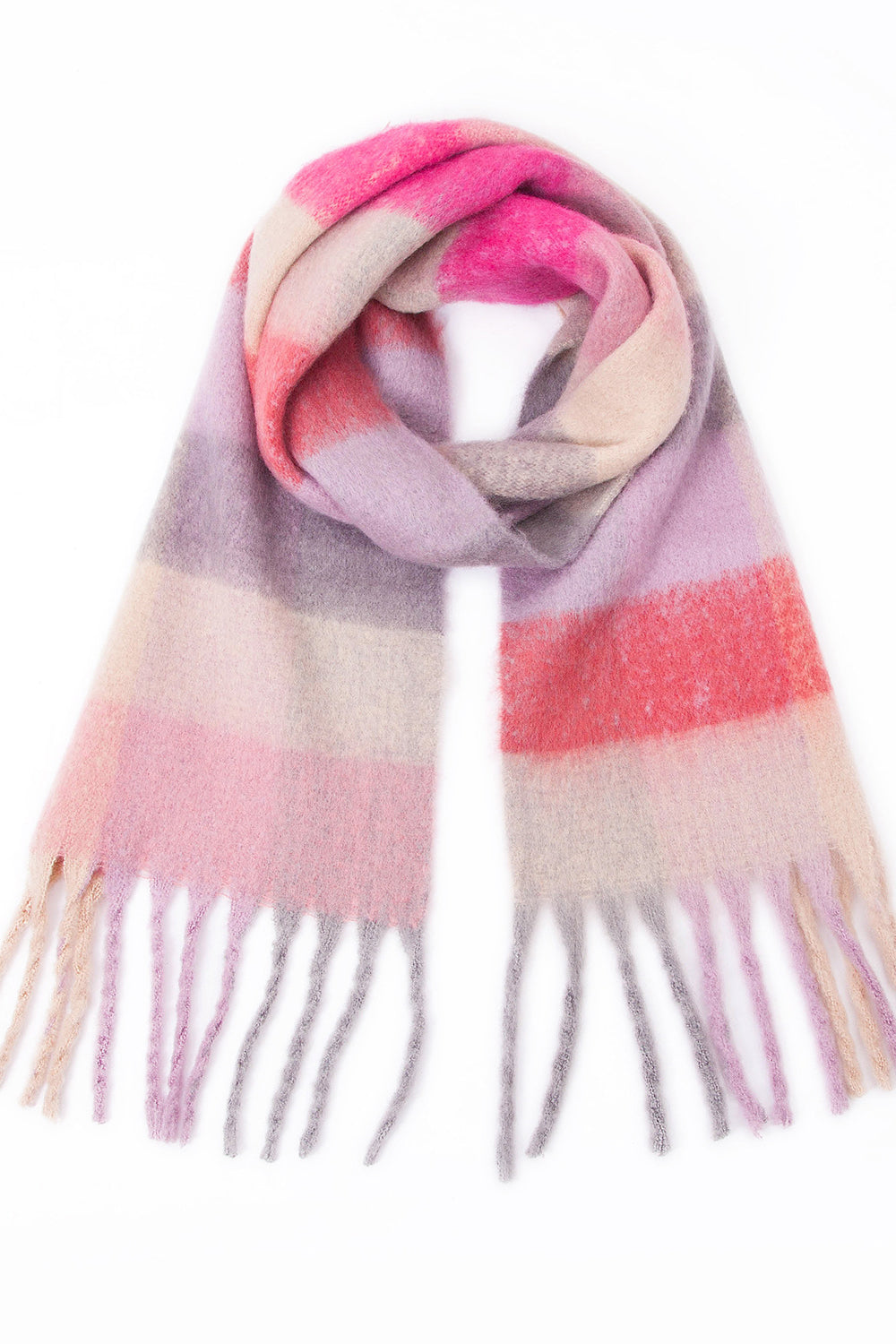 Fringe detail polyester scarf - style b / one size