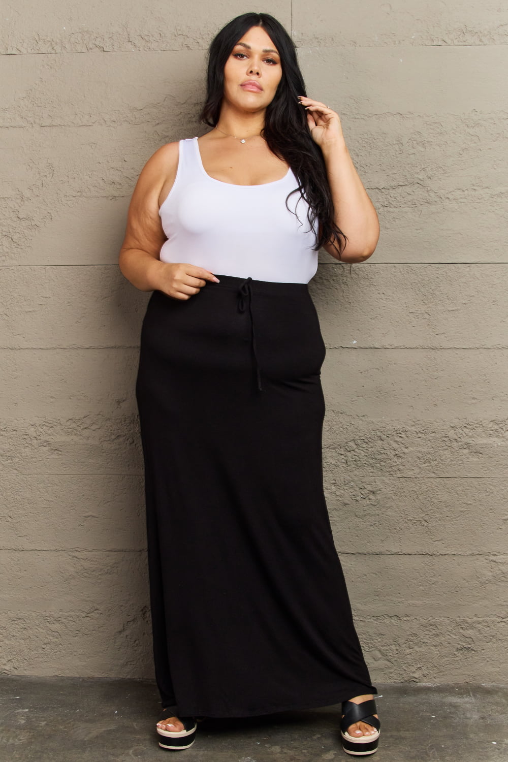 Culture code for the day full size flare maxi skirt in black