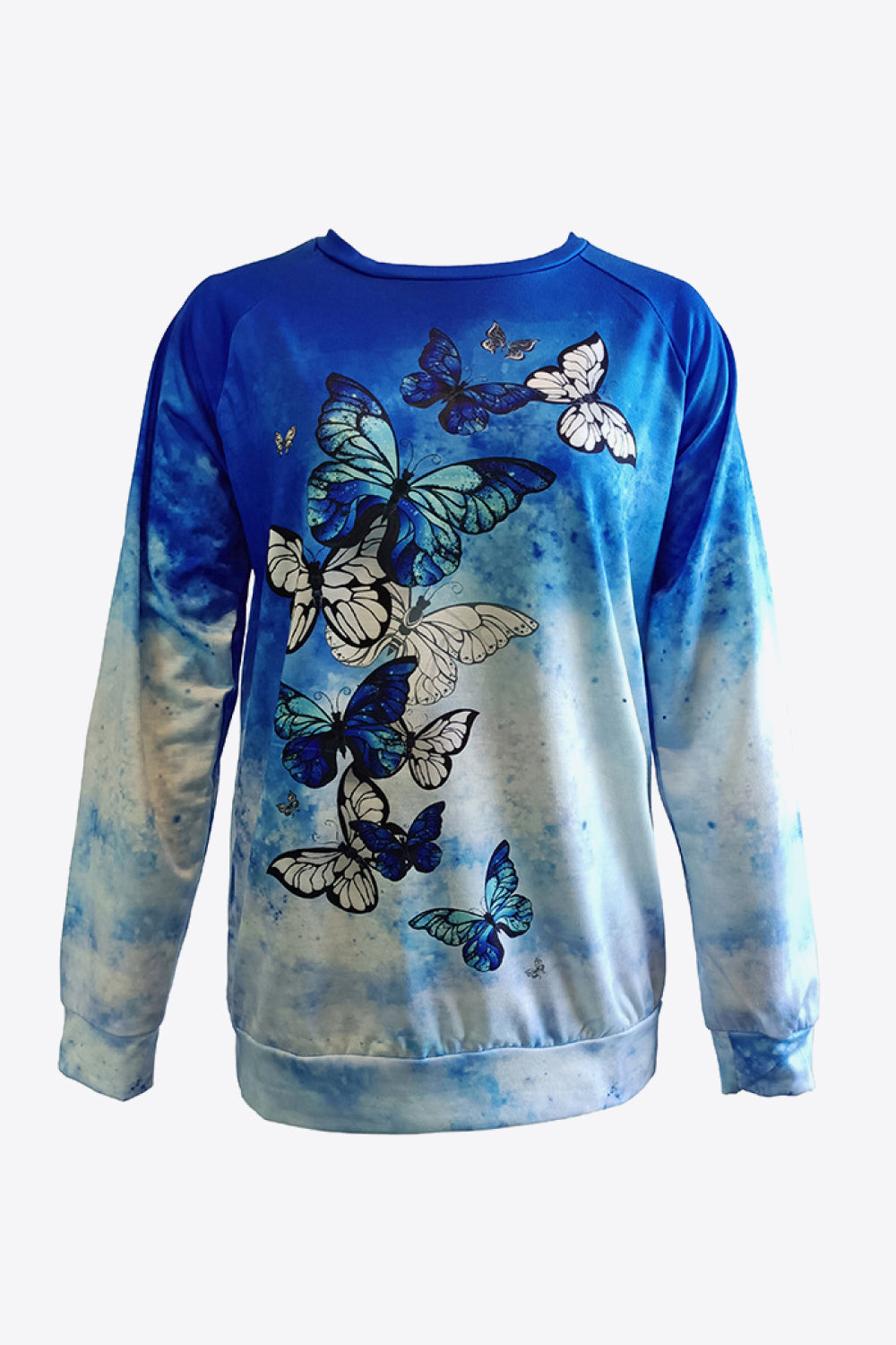 Tie-dye butterfly graphic raglan sleeve sweatshirt - sky blue / m