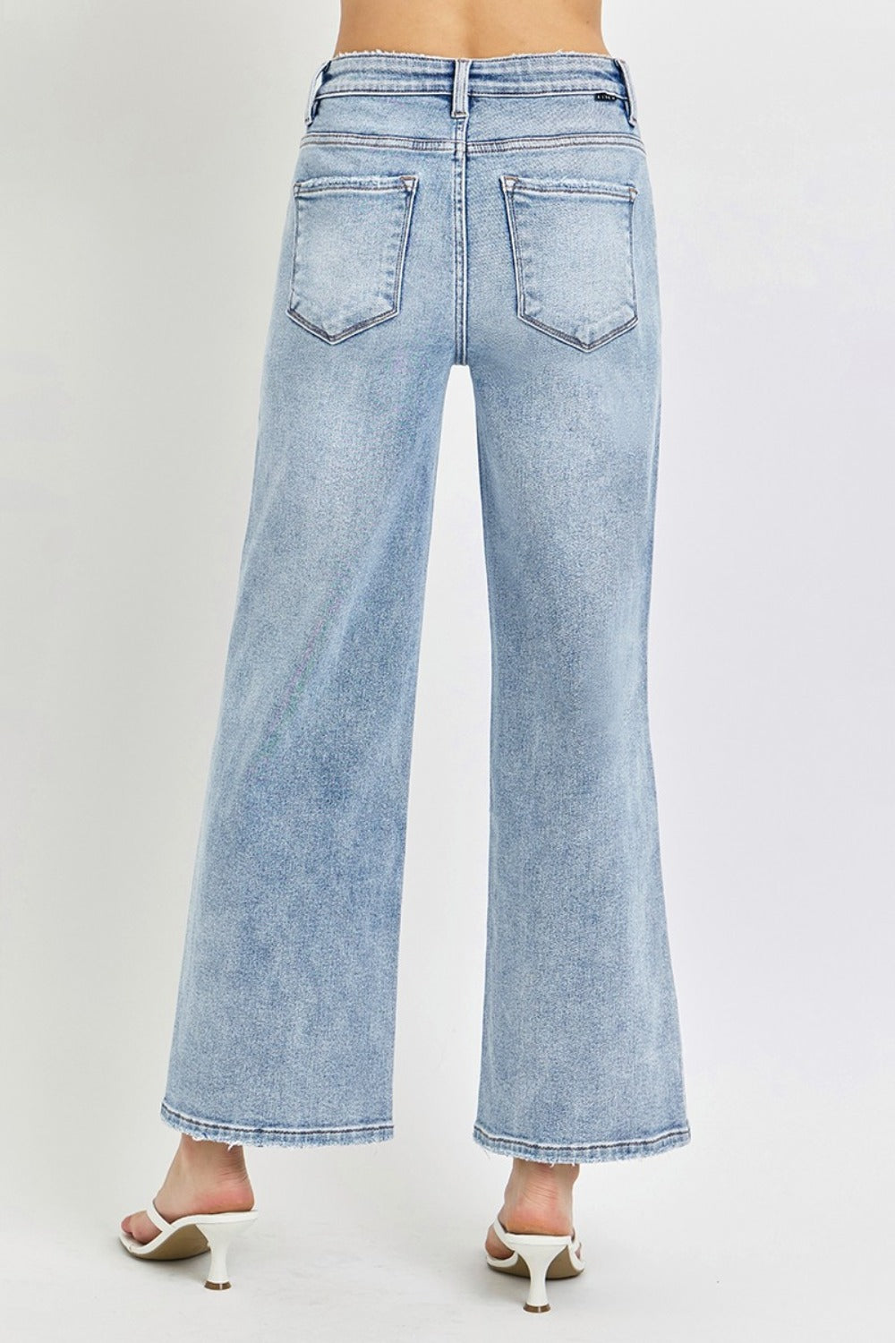 Risen full size tummy control high rise crop wide leg jeans