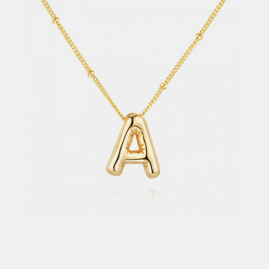 Gold-plated bubble initial necklace - style a / one size