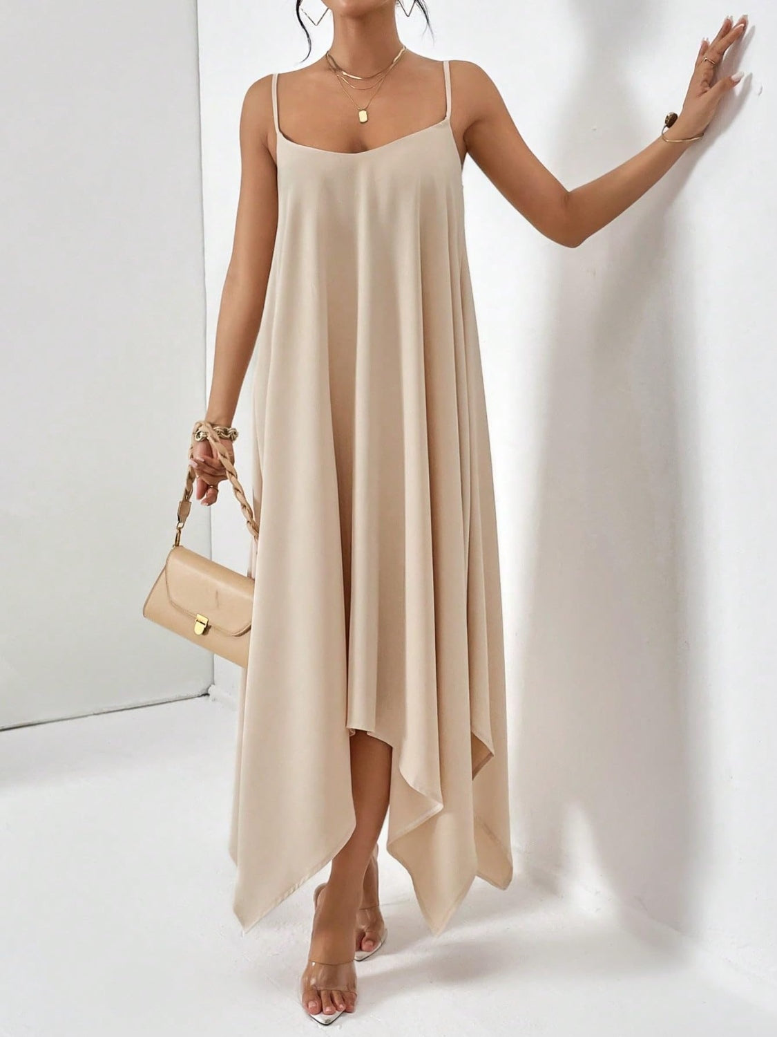 Scoop neck midi cami dress