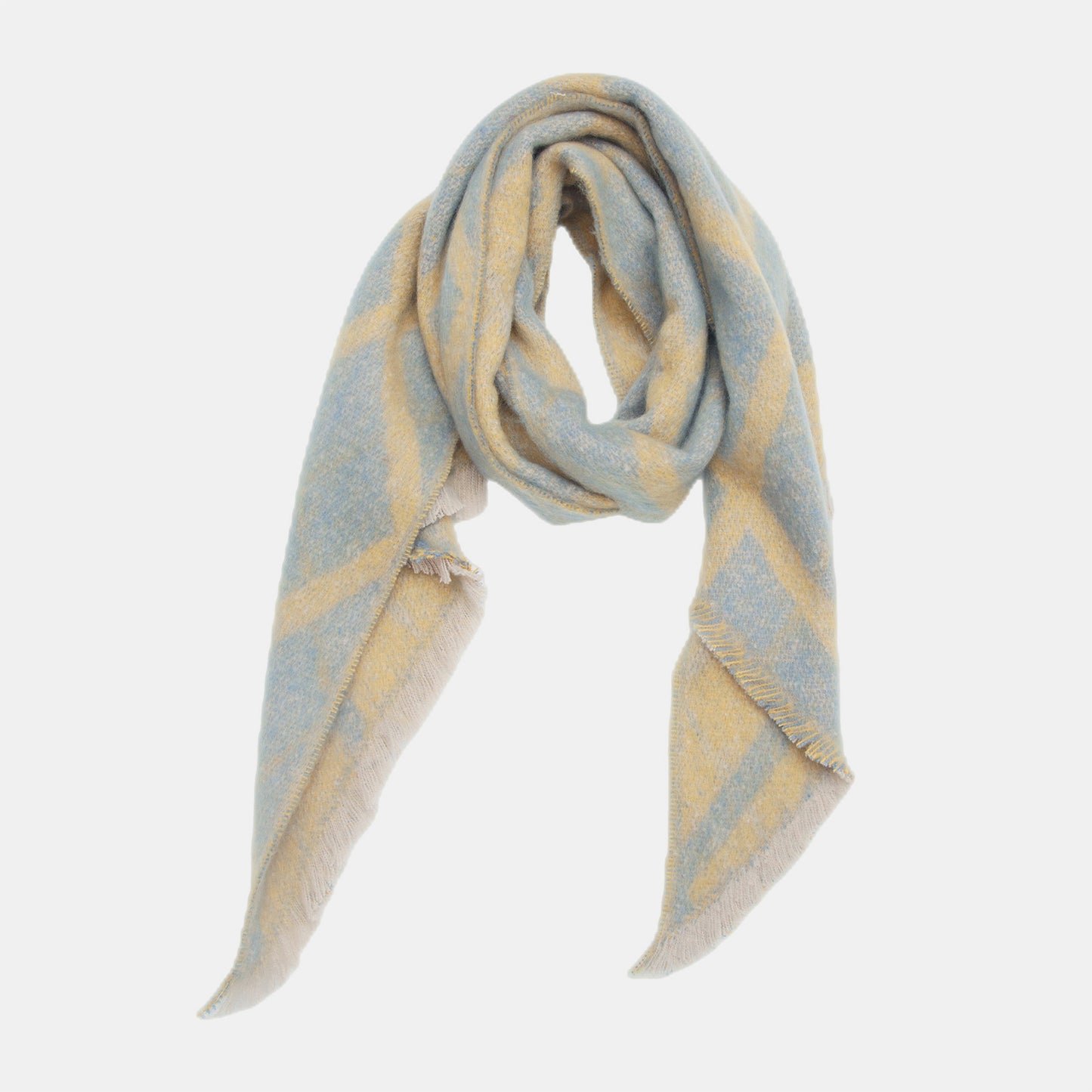 Raw hem polyester scarf - light yellow / one size