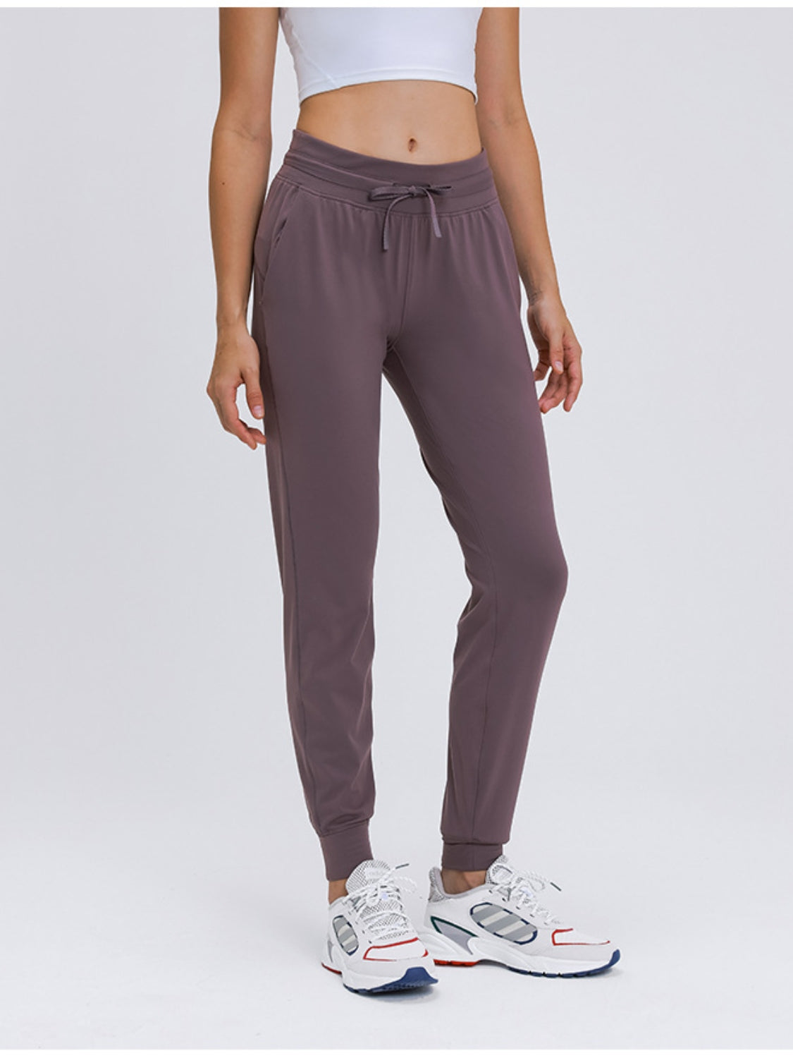 Double take tied joggers with pockets - dusty pink / 4