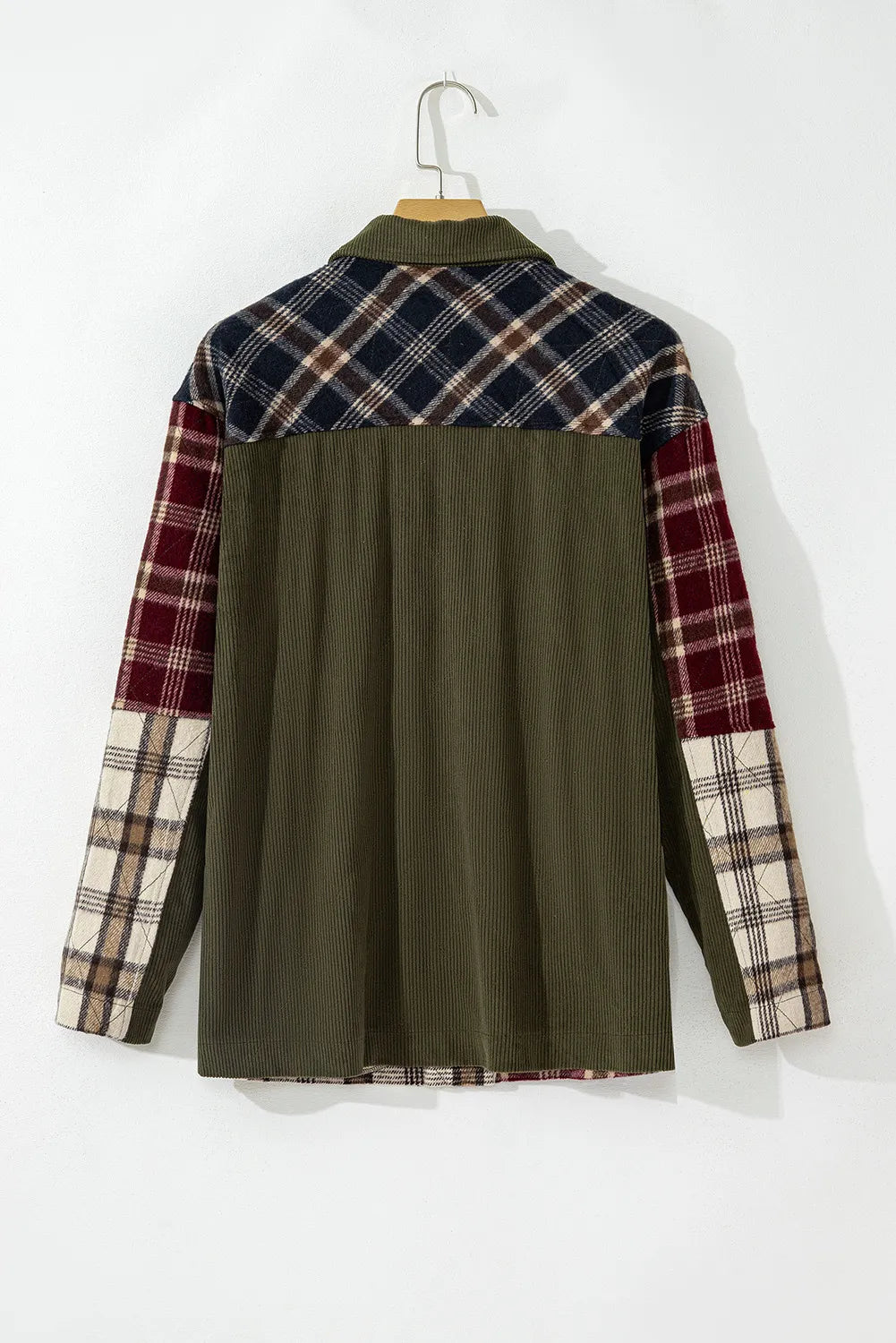 Plaid button up long sleeve jacket