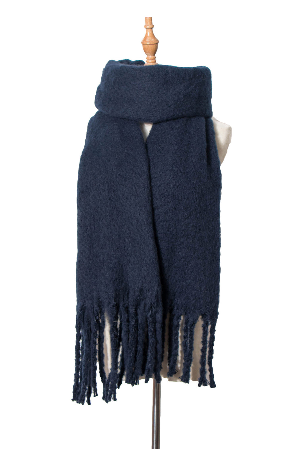 Fringe detail polyester scarf - deep teal / one size