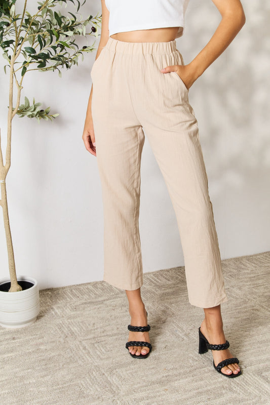 Pull-on pants with pockets - khaki / s