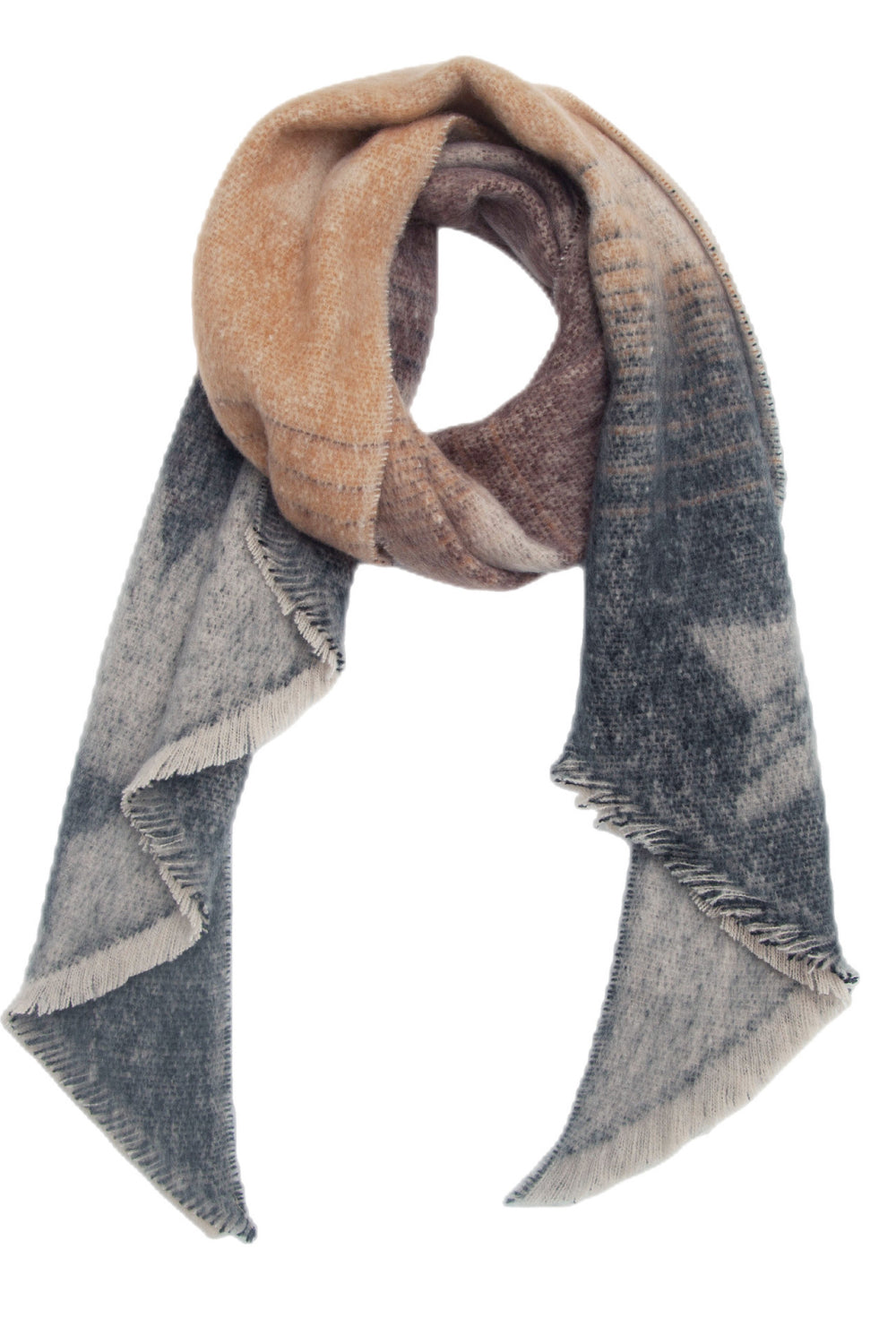 Raw hem polyester scarf - style e / one size