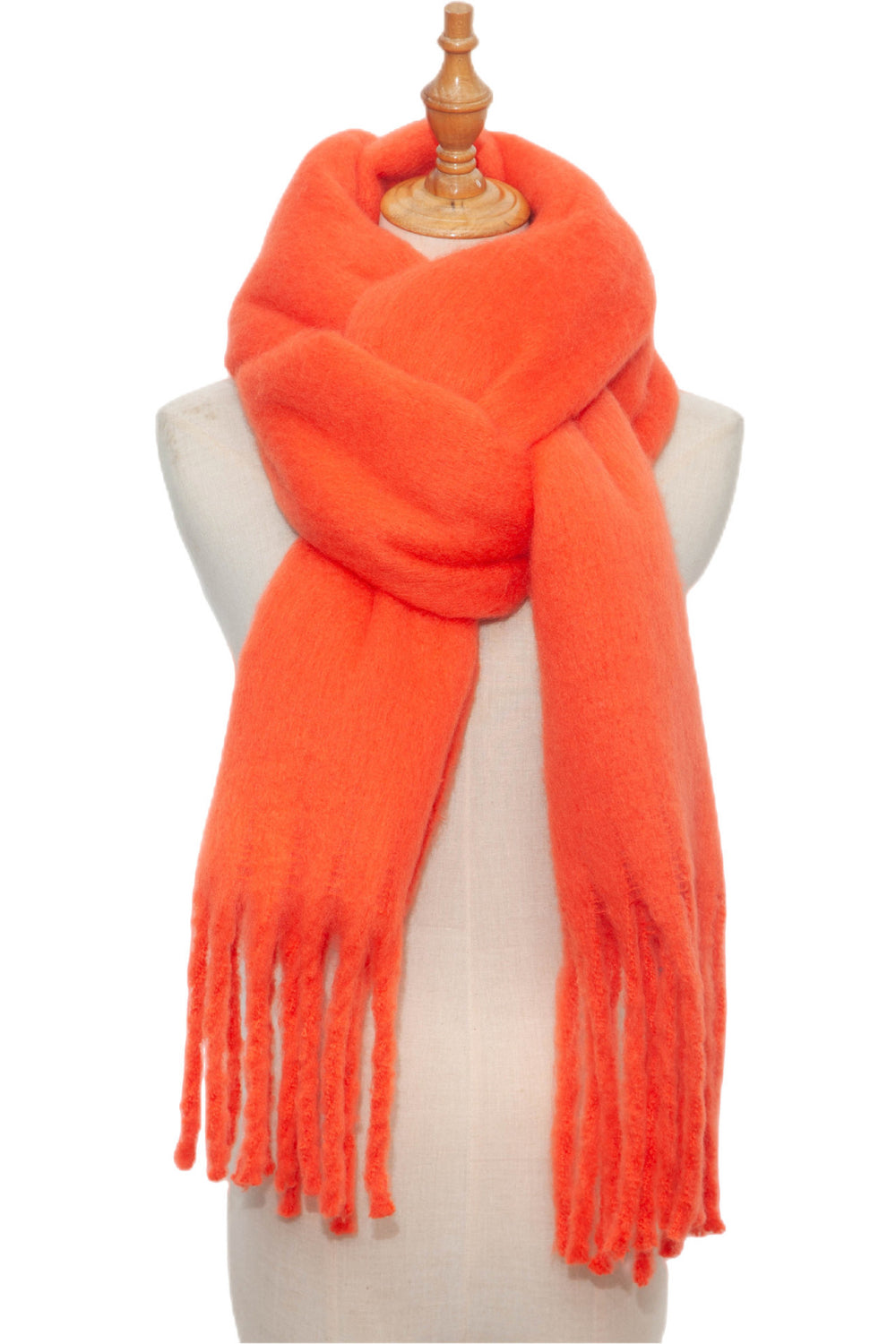 Fringe detail polyester scarf - orange / one size