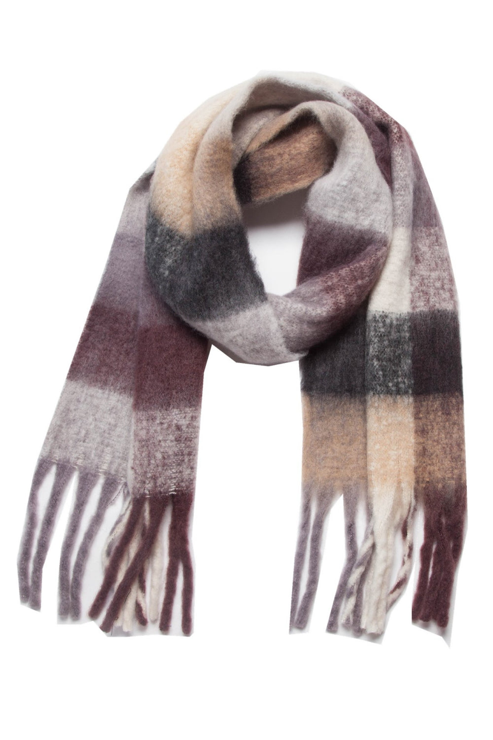 Fringe detail polyester scarf - style a / one size