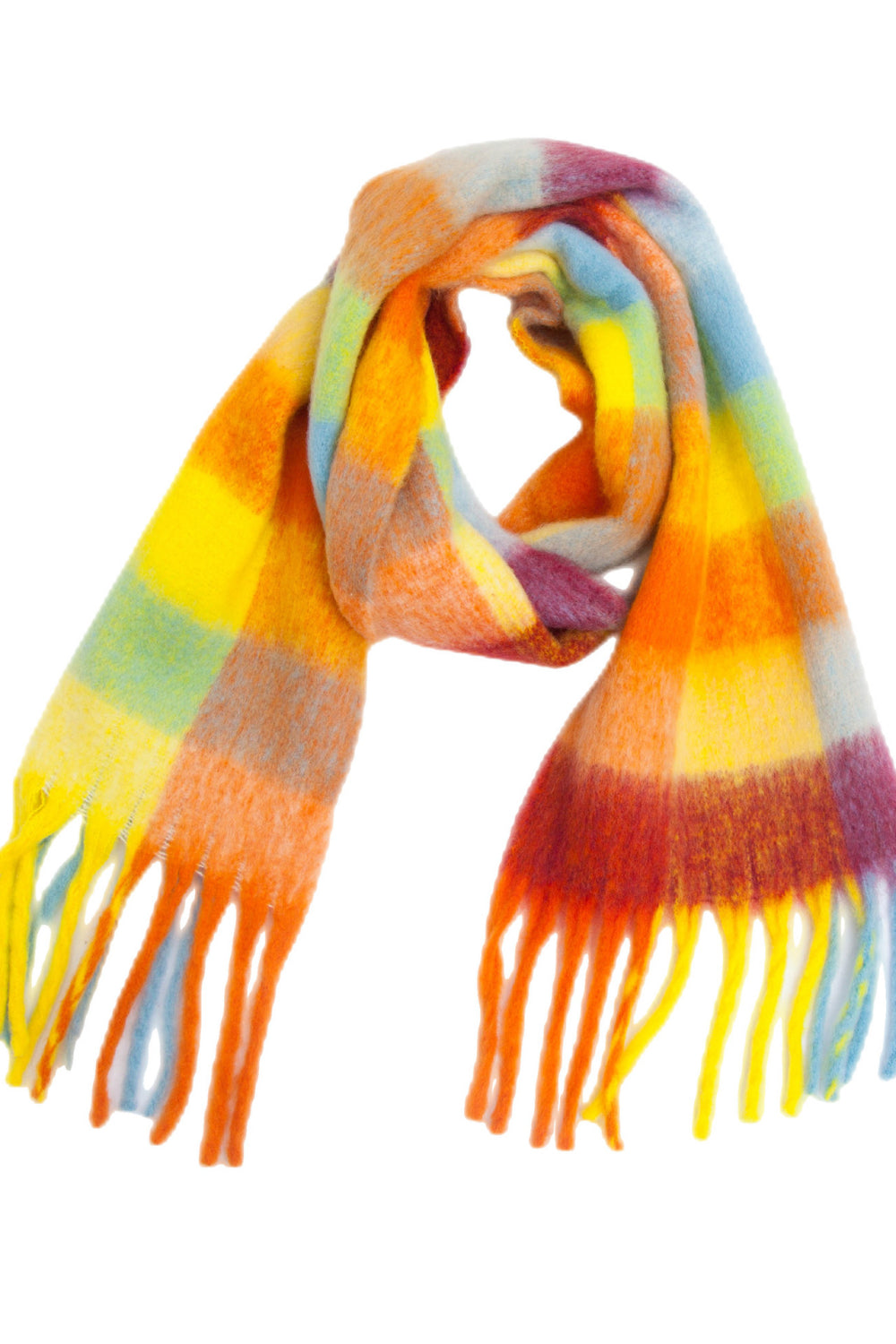 Fringe detail polyester scarf - style i / one size