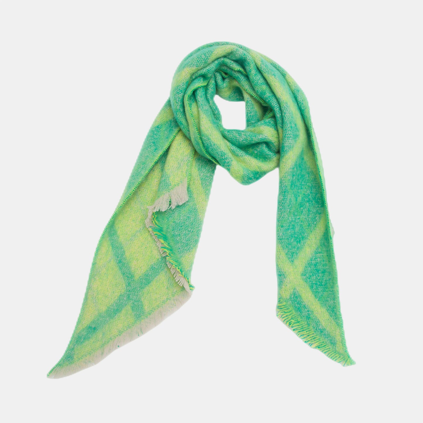 Raw hem polyester scarf - neon green / one size