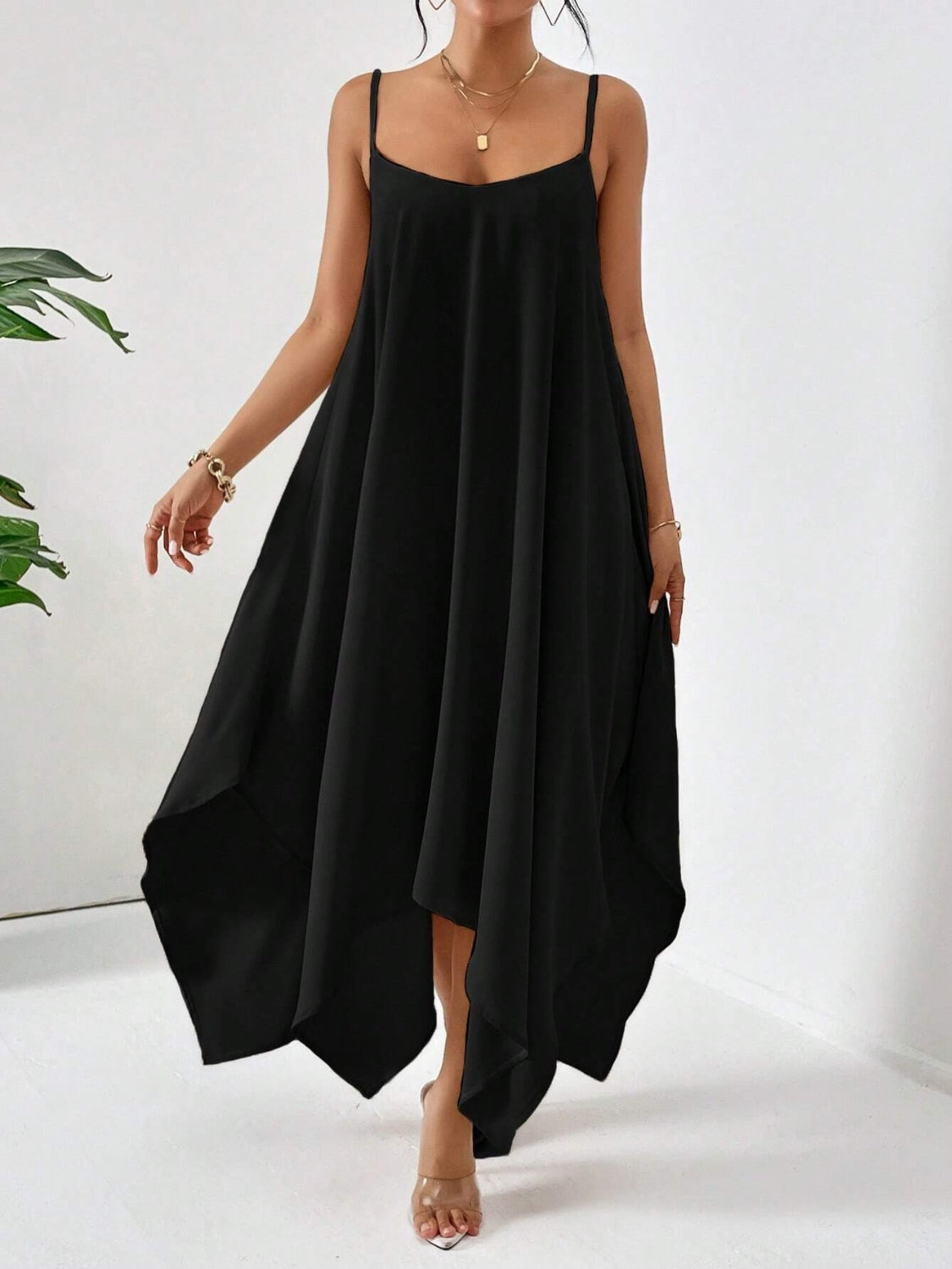 Scoop neck midi cami dress