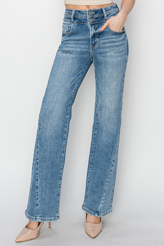 Risen high rise ankle straight jeans - medium