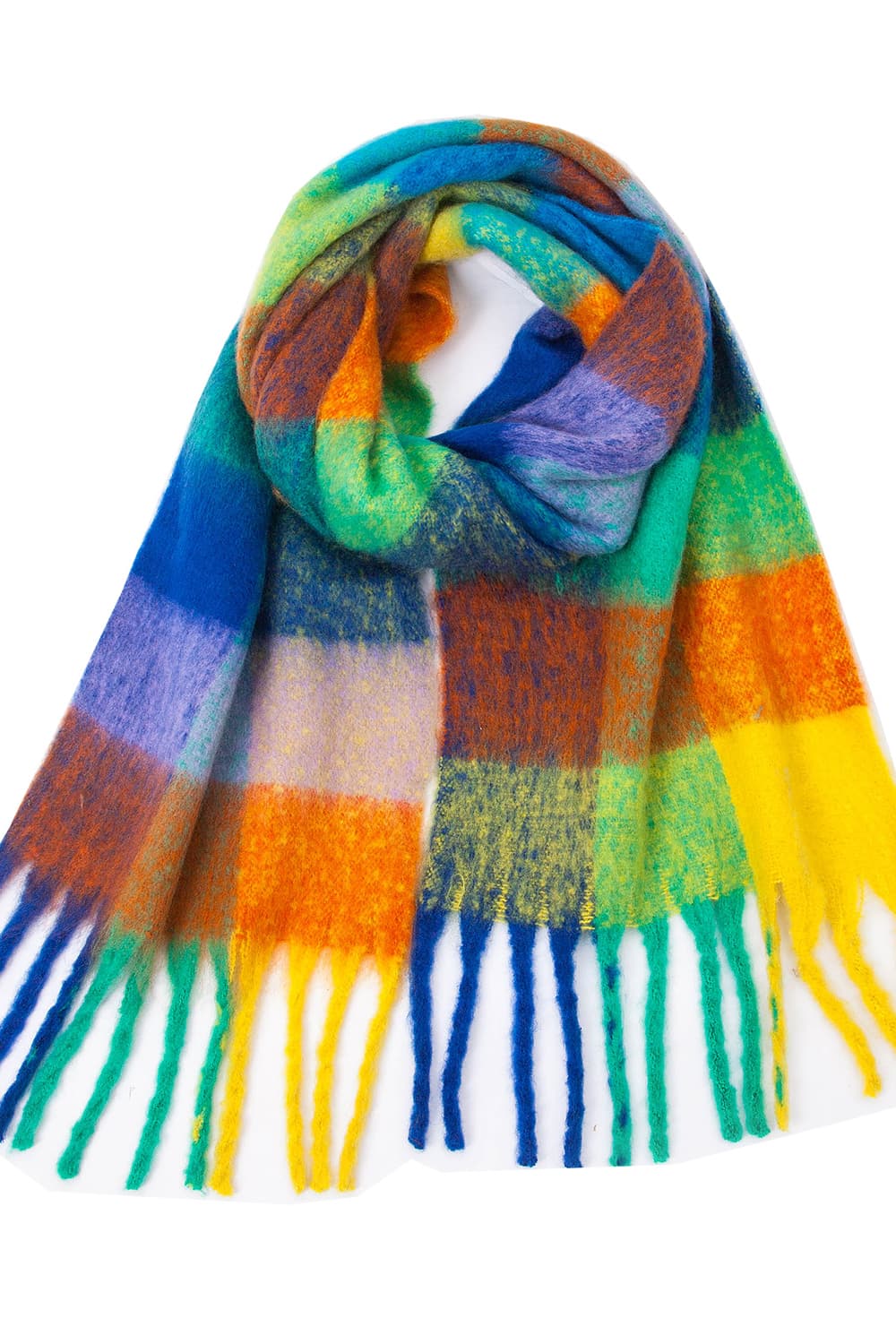 Fringe detail polyester scarf - style a / one size