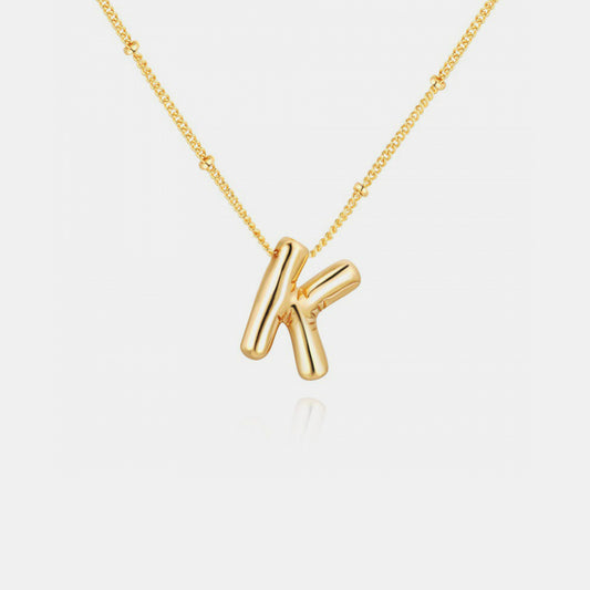 Gold-plated bubble initial necklace - style k / one size