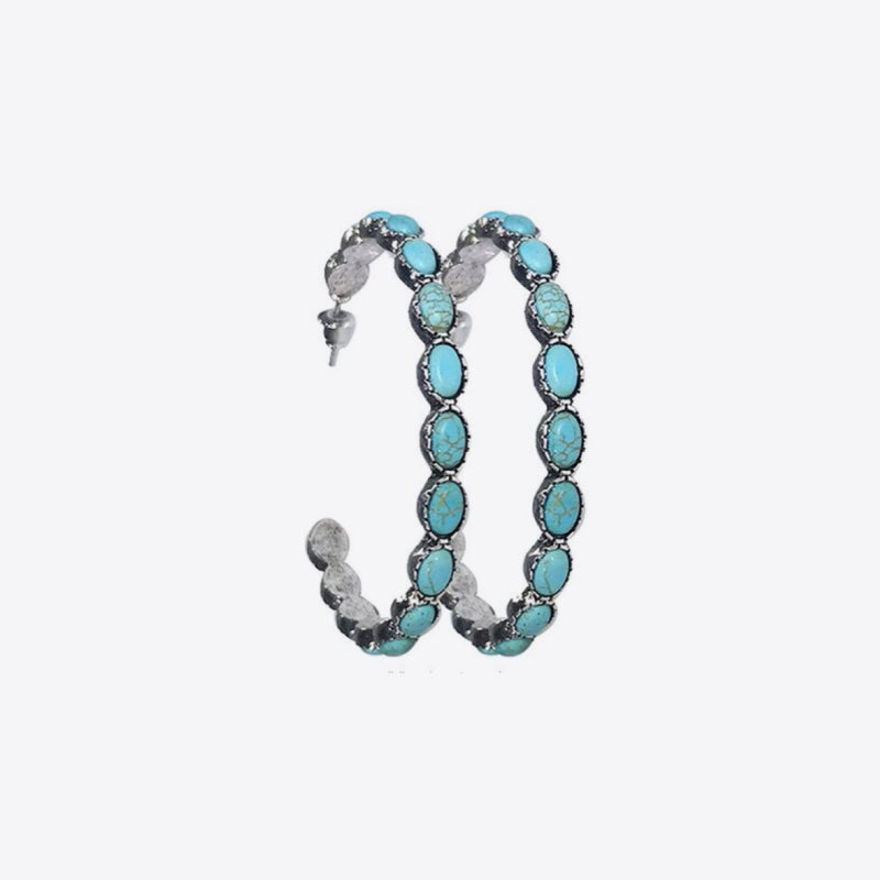 Artificial turquoise c-hoop earrings